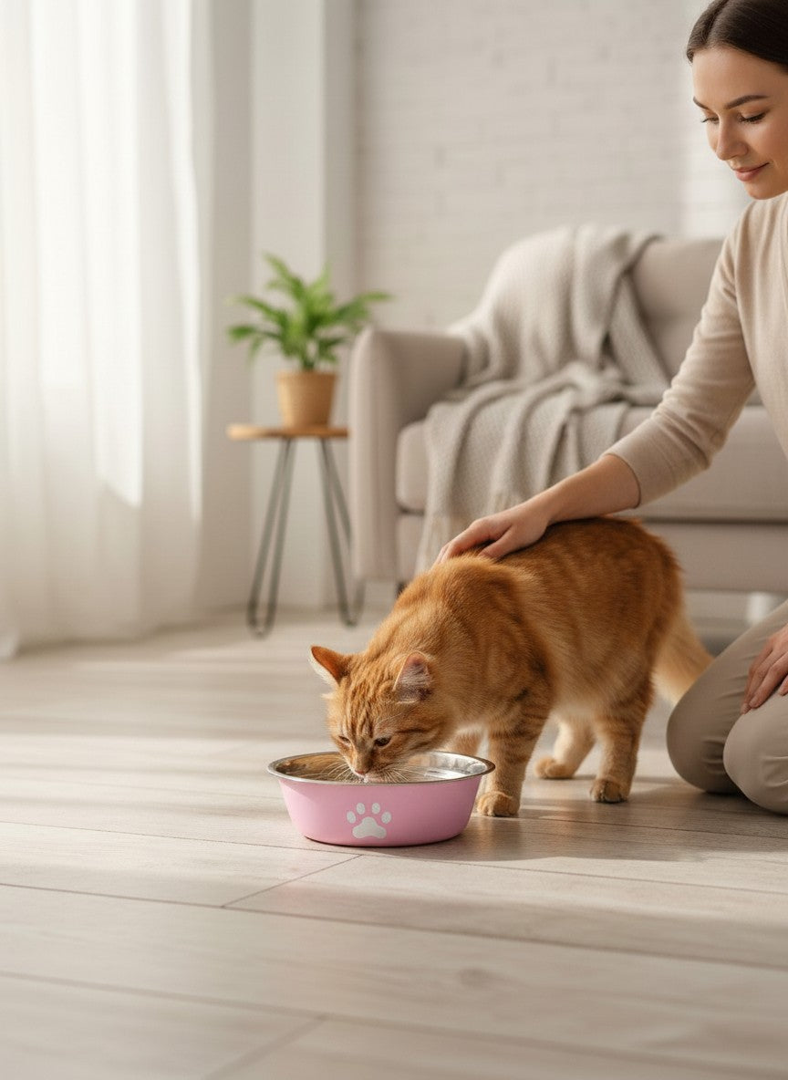 Luxury Stainless Steel Dog Bowl | Premium Non-Slip Silicone Base | Pet Feeding & Water Bowl for Dogs & Cats