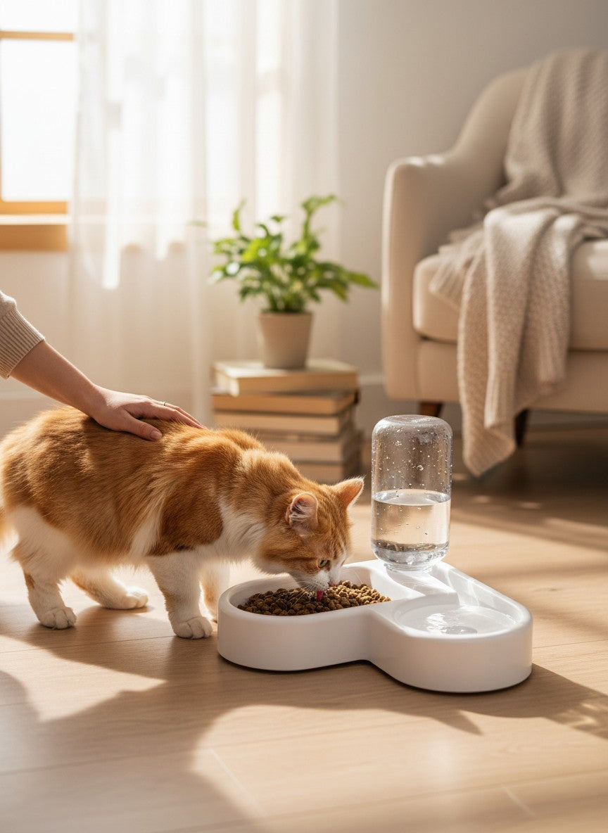 Luxury Automatic Pet Water Fountain Bowl — Premium 2-in-1 Feeding & Drinking Dispenser for Dogs & Cats