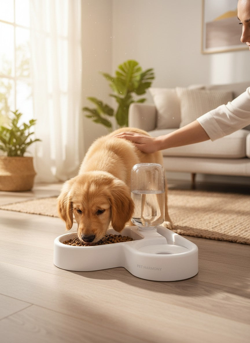 Luxury Automatic Pet Water Fountain Bowl — Premium 2-in-1 Feeding & Drinking Dispenser for Dogs & Cats