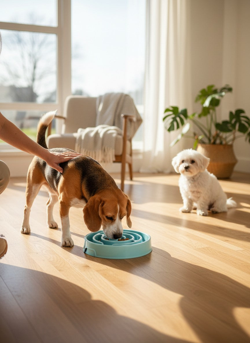 Slow Feeder Dog Bowl — Easy Non-Slip Puppy Feeding Dish for Small, Medium & Large Dogs