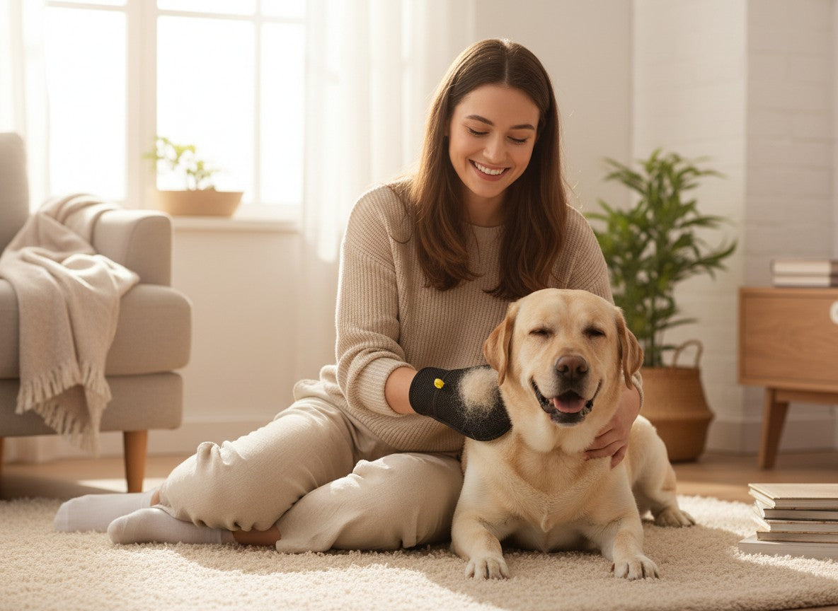 Premium Pet Grooming Glove — Reusable Fur Removal Tool for Clean Carpets, Furniture & Pet Coats