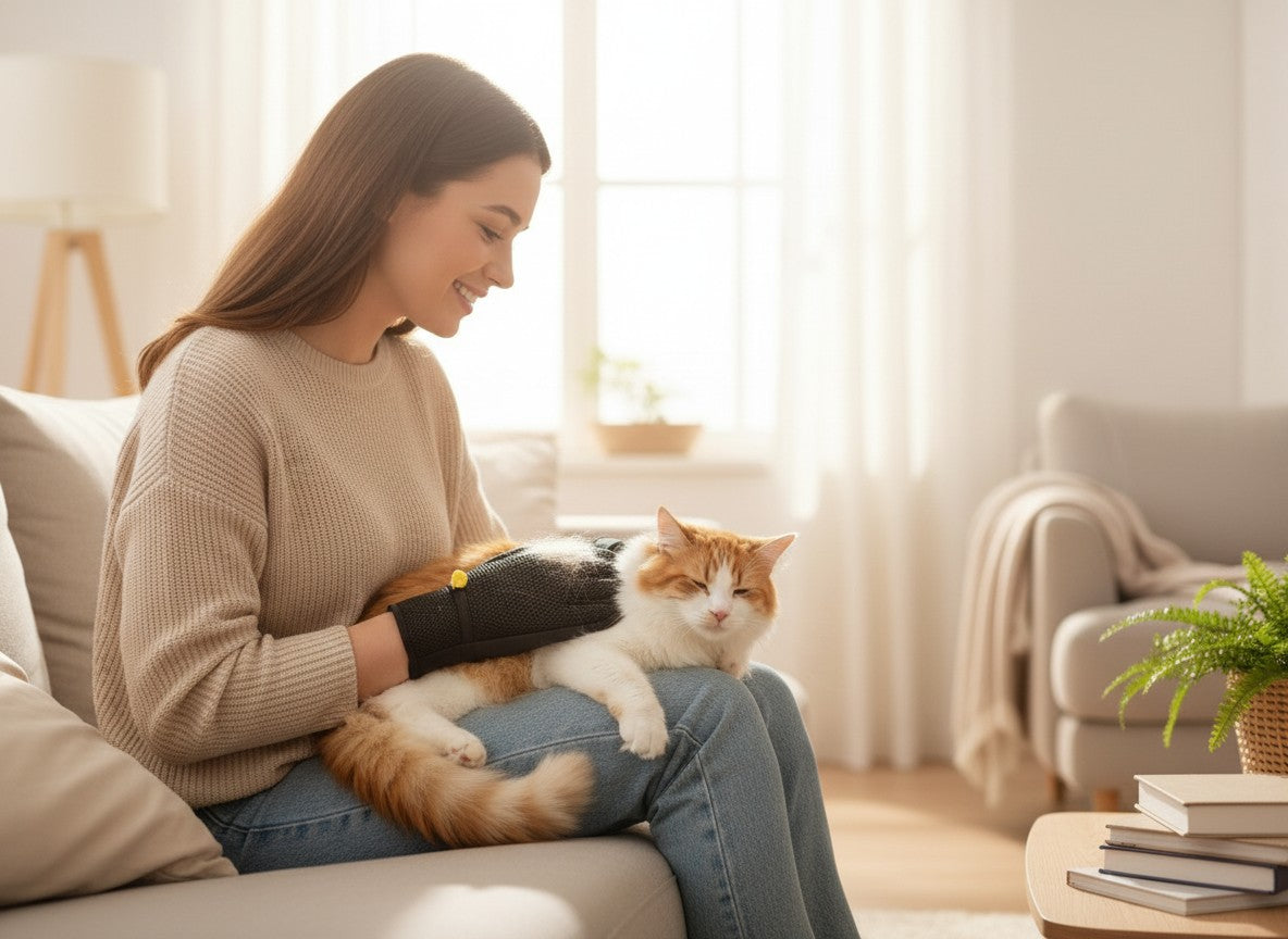 Premium Pet Grooming Glove — Reusable Fur Removal Tool for Clean Carpets, Furniture & Pet Coats