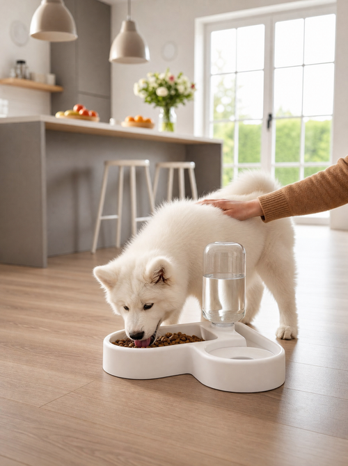 Luxury Automatic Pet Water Fountain Bowl — Premium 2-in-1 Feeding & Drinking Dispenser for Dogs & Cats